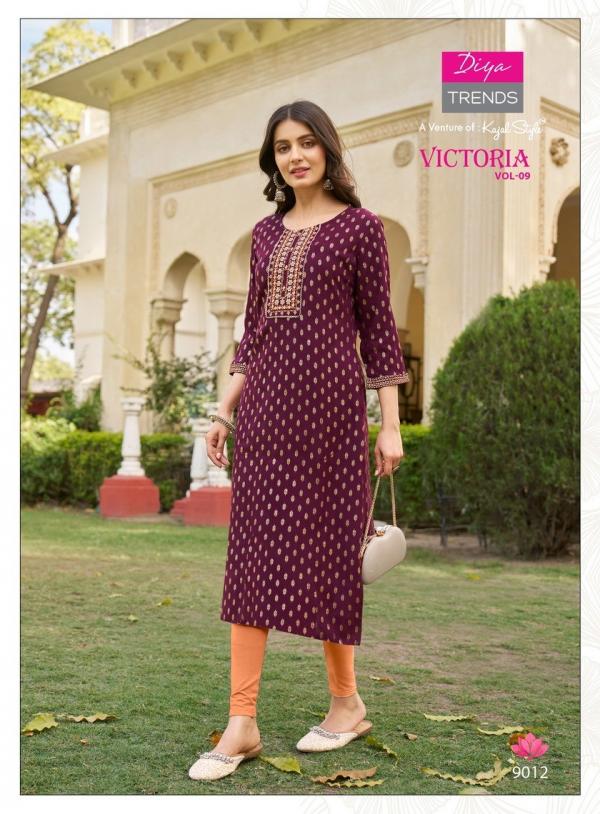 Victoria Vol 9 Diya Trends Classy Rayon Printed Kurti Collection